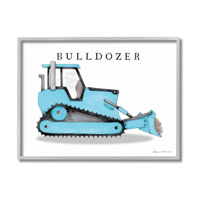 Stupell Industries Blue Bulldozer Machine Classic Construction Truck