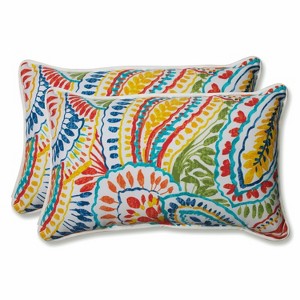 2pc Outdoor Lumbar Throw Pillow Set Ummi - Pillow Perfect: Weather-Resistant, Abstract Paisley Design - 1 of 4