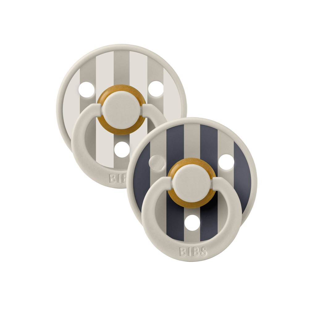 Bibs Studio Collection Colour Stripe Latex Pacifier 6-18 Months - Sand Mix - 2pk