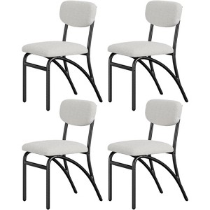 TackView Boucle Upholstered Mid Century Kitchen Chairs Farmhouse Kitchen Dining Chairs with Black Metal Legs - 1 of 4