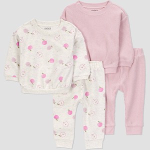 Carter's Just One You® Baby Girls' 4pc Apple Top & Bottom Set - Gray/Pink - 1 of 4
