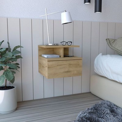 CENGHU Floating Nightstand, Modern Sideboard Decorative Storage Cabinet with Drawer, End Table, Side Table, Open Top Shelves for Bedroom