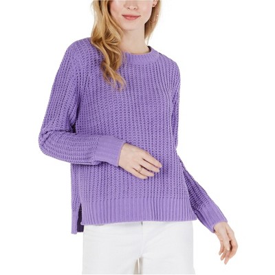 maison Jules Womens Chenille Pullover Sweater, Purple, Small