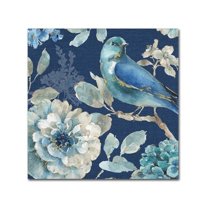 Indigold XXIII Blue and Gold Bird Canvas Art