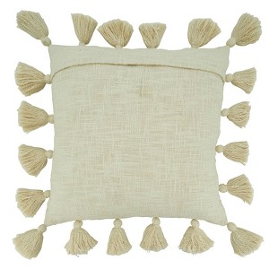 20"x20" Oversize Chunky Tassel Design Square Throw Pillow Cover Natural - Saro Lifestyle: Cotton, Zipper Closure, Machine Washable - 1 of 3