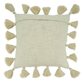 20"x20" Oversize Chunky Tassel Design Square Throw Pillow Cover Natural - Saro Lifestyle