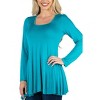 24seven Comfort Apparel Womens Long Sleeve Solid Color Swing Style Flared Tunic Top - 2 of 4