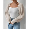 Coolmee Women's Open Front Ribbed Knit Crop Bolero Drop Shoulder Long Sleeve Loose Fit Knitted Crop Cardigan Shrug Gray M - 2 of 4