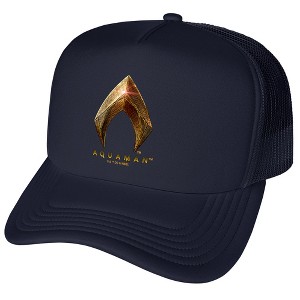 Justice League Aquaman Logo Foam Trucker Cap Navy - 1 of 4