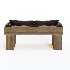 Heynemo Elevated Dog Bed Modern Wooden Pet Bed with 2 Cushions and Led Light, Small to Medium Elevated Pet Bed with Storage shelves - 1 of 4
