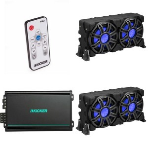 Kicker (2) 51MWLE104 - MWE 10-Inch Loaded Premium Marine Sub Encl w/ Passive Radiator 4ohm & 48KMA6004 Marine Amp Bundle ( Includes LED Remote ) - 1 of 4