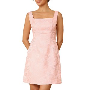 INSPIRE CHIC Women's Jacquard Embroidery Floral Sleeveless Square Neck A-Line Mini Dresses - 1 of 4