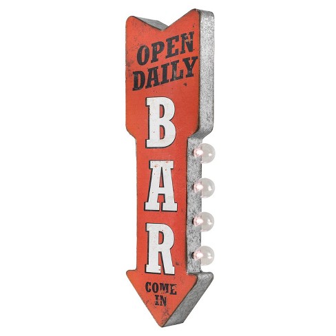 Vintage Bar Led Marquee Arrow Sign Wall Decor Red/silver - American Art  Decor : Target