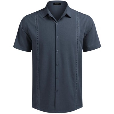 COOFANDY Mens Short Sleeve Cuban Guayabera Shirt Casual Summer Beach Button Down Shirts