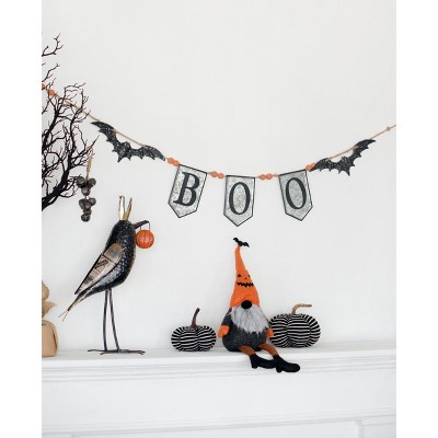Gulches 67x7.3"H Iron Boo Banner with Bats, Halloween Holiday Decor