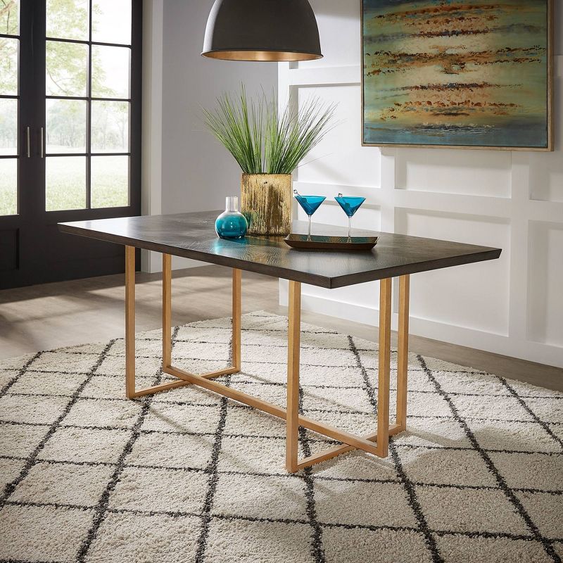 68&#34; Jay Charcoal Brown and Gold Finish Rectangular Dining Table Brown - Inspire Q, 3 of 10