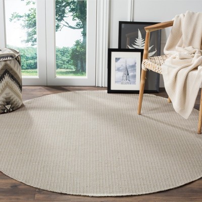 Coastal Ivory Cotton 4' Round Handwoven Area Rug