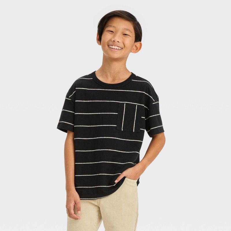Boys' Short Sleeve Textured Striped T-Shirt - Cat & Jack™, 1 of 5