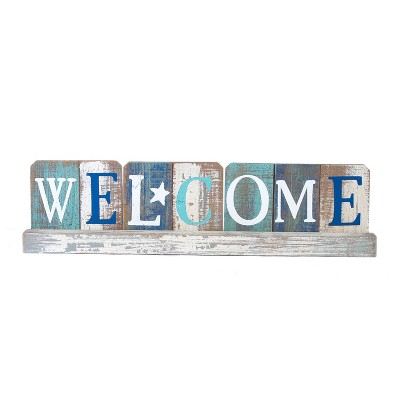 Beachcombers Welcome Standing Coastal Plaque Sign Wall Hanging Decor Decoration For The Beach 17 x 4.5 x 1.5 Inches.