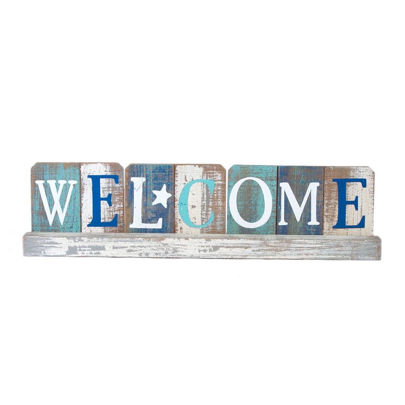 Beachcombers Welcome Standing Coastal Plaque Sign Wall Hanging Decor Decoration For The Beach 17 x 4.5 x 1.5 Inches., 1 of 3