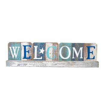Beachcombers Welcome Standing Coastal Plaque Sign Wall Hanging Decor Decoration For The Beach 17 x 4.5 x 1.5 Inches.