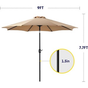 DOMETOUR 9ft Khaki Outdoor Patio Umbrella with 8 Ribs, UV Protection and Waterproof for Garden Deck Backyard Pool - 1 of 4