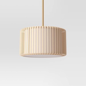 Bamboo Ceiling Drum Light Natural Threshold Rattan Pendant Etl Listed Metal Body Target