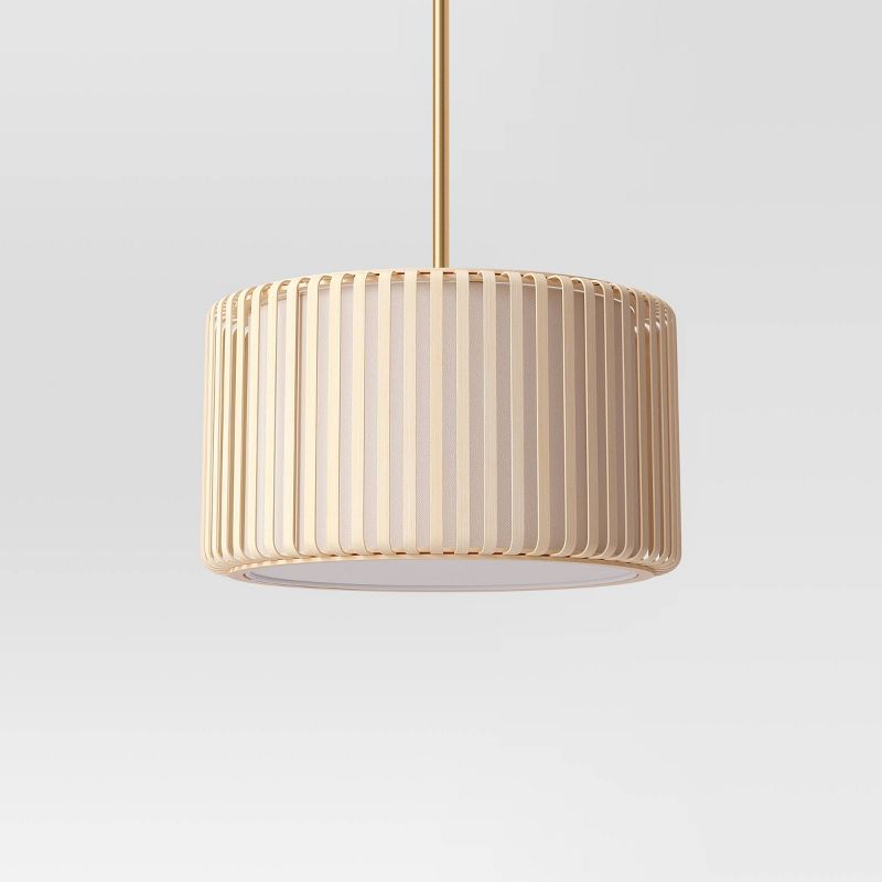 Bamboo Ceiling Drum Light Natural - Threshold&#8482;, 1 of 5