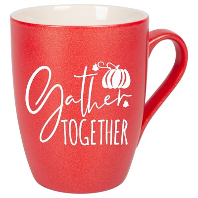 Elanze Designs Gather Together Wreath Crimson Red 10 ounce New Bone China Coffee Cup Mug