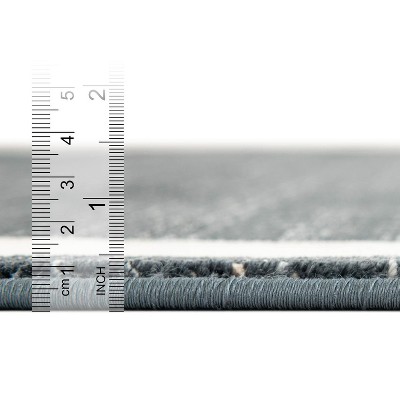 Navy Blue Geometric 8' x 10' Stain-Resistant Synthetic Area Rug