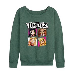 Women's - Bratz - Original Dolls Cartoon Drawing Lightweight French Terry Wide Neck Long Sleeve Shirt - 1 of 4