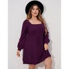 Clearlove Elegant Square Neck Sweater Dress for Women - Plus Size Ribbed Knit Tunic with Long Sleeves - 2 of 4