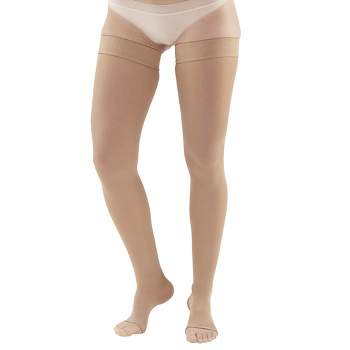 Sheer Compression Stockings - 8-15 mmHg - Women's Thigh High - Beige -  X-Large