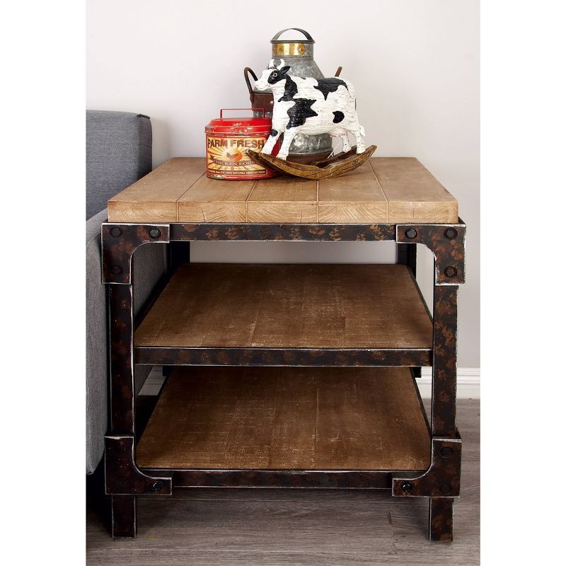Industrial 3 Tier Side Table Brown - Olivia &#38; May, 6 of 20