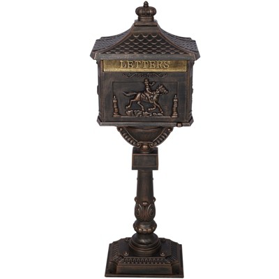 Vynxaria Bronze Retro Mailbox - Secure Locking Postal Box, 45.5" Tall