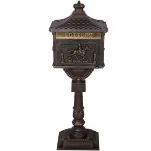 Vynxaria Bronze Retro Mailbox - Secure Locking Postal Box, 45.5" Tall - 1 of 4