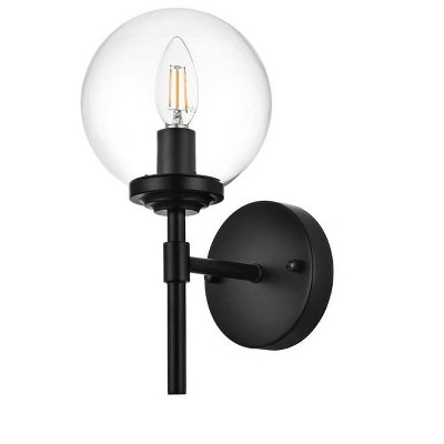 Elegant Lighting Ingrid 1 light Black and Clear Bath Sconce