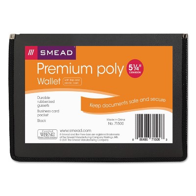 Smead Poly Premium Wallets 5 1/4" Exp Letter Black 71500