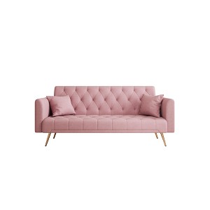 NicBex 71 Inch Velvet Convertible Love Seat Sofa with 2 Throw Pillows for Living Room,Bedroom,Office,Apartment - 1 of 4