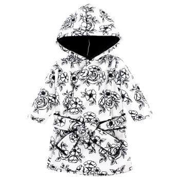 Hudson Baby Infant Girl Mink with Faux Fur Lining Pool and Beach Robe Cover-ups, Black Toile