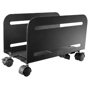 Monoprice Steel Computer Case CPU Tower Mobile Stand - Black Powder-Coated Steel Construction - Workstream Collection - 1 of 4