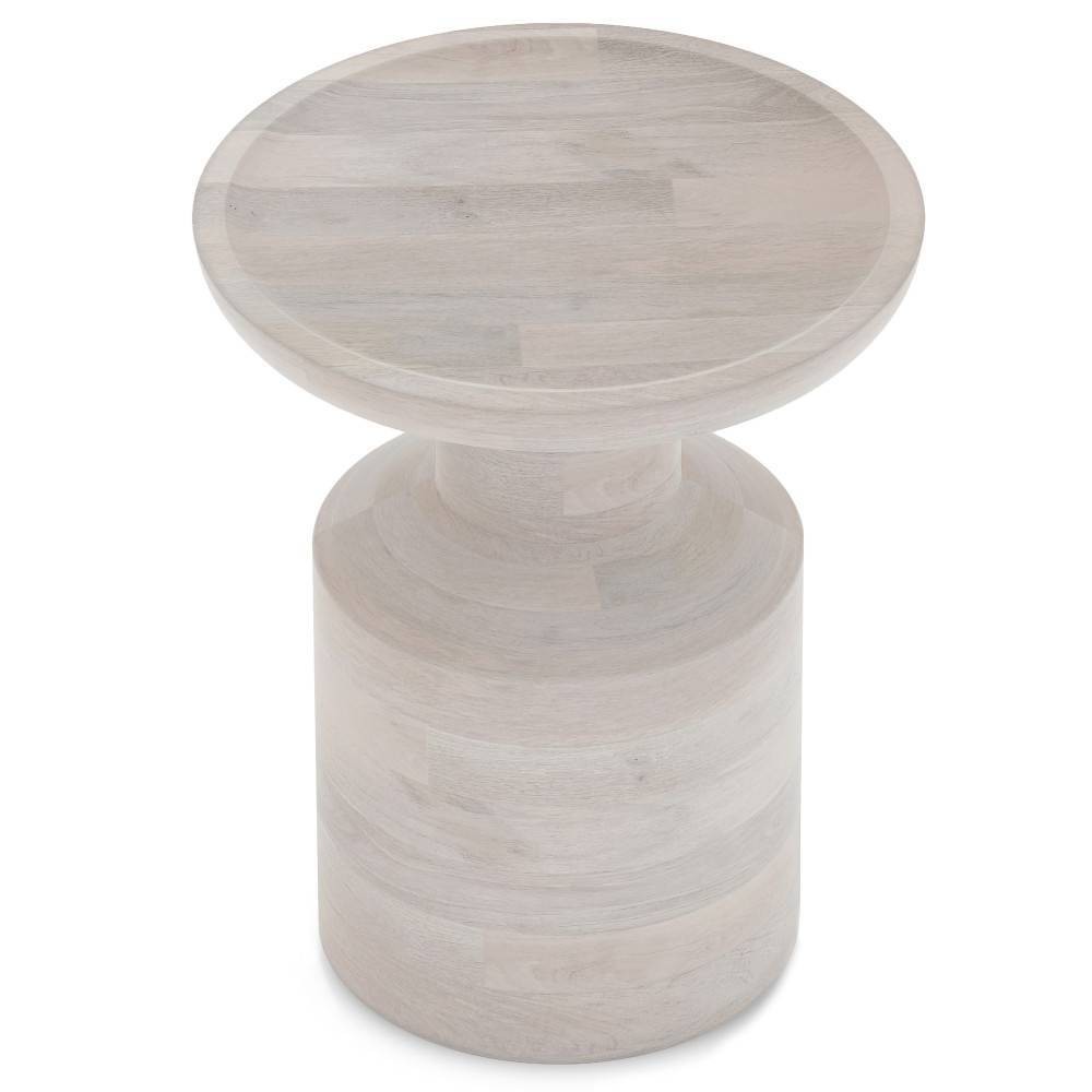 Norbury Wooden Accent Table White Wash - WyndenHall: Industrial Style, Round, Mango Wood Frame