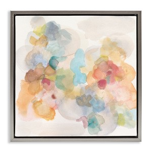 Stupell Industries Soft Abstract Watercolor Splash Floating Frame Canvas Art, Gray, 18" x 18" - 1 of 4