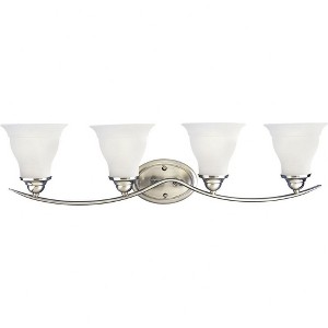 Progress Lighting Trinity 4-Light Bath Fixture, Brushed Nickel, Etched Glass Shade - 1 of 3