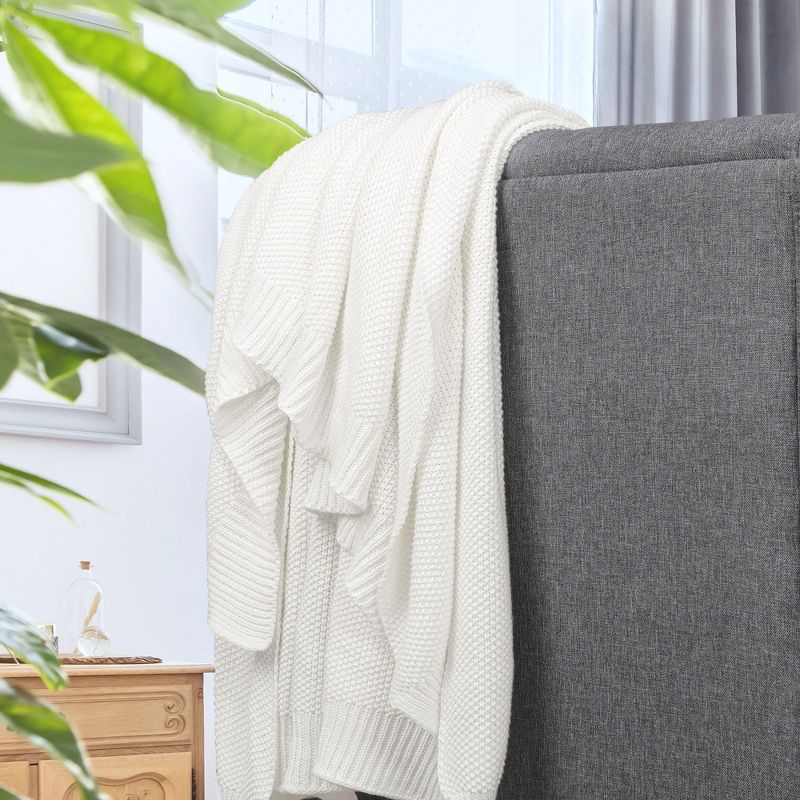 PiccoCasa 100% Cotton Knit Throw Blanket Lightweight Soft Blanket, 5 of 9