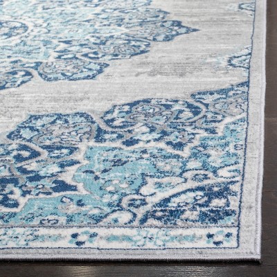 Gray and Blue 8' x 10' Synthetic Medallion Area Rug