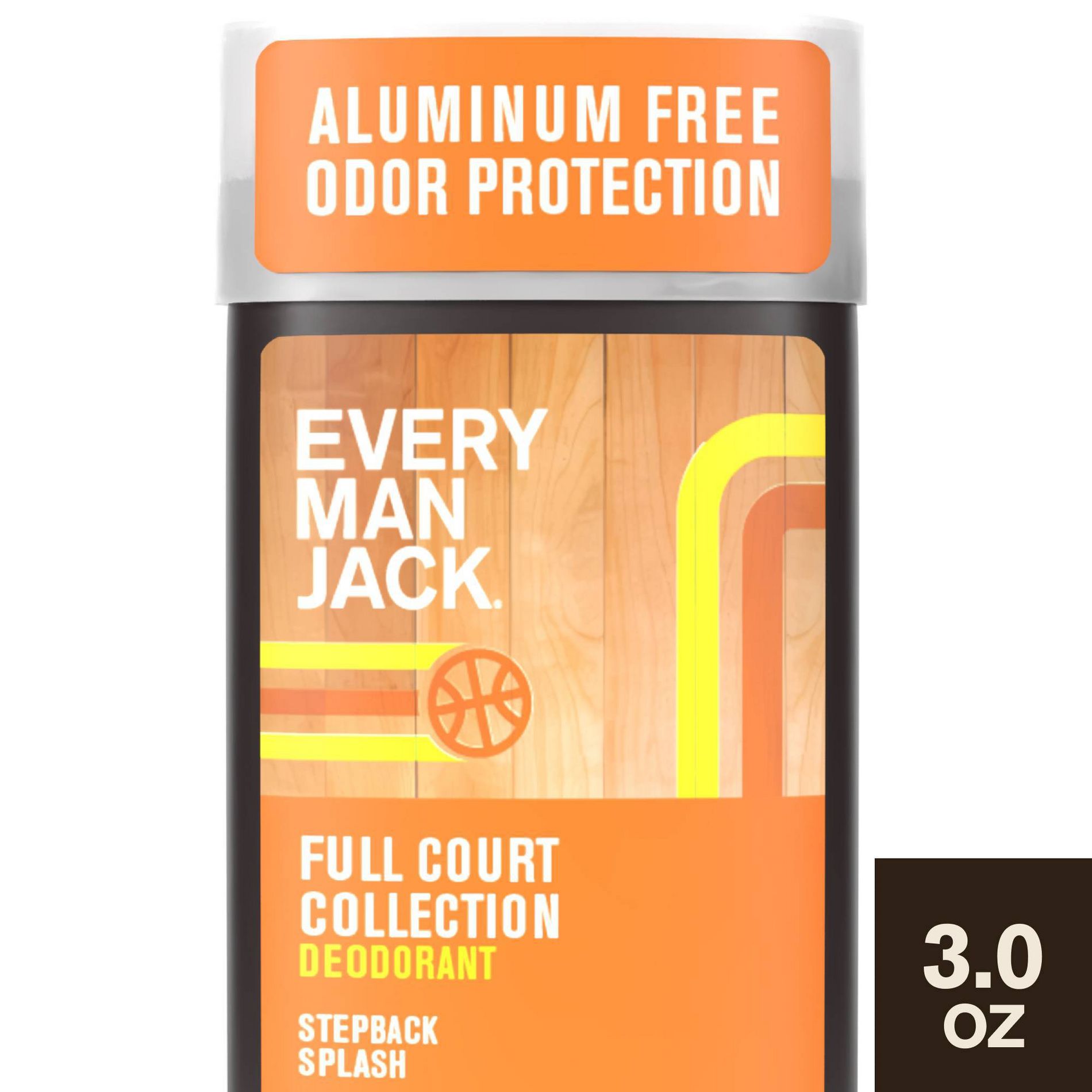 Every Man Jack Limited Edition Full Court Collection Aluminum Free Men's Deodorant - Step Back Splash - 3oz: Invisible Solid, Normal Skin