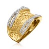 Ross-Simons 0.13 ct. t.w. Diamond Hammered Ring in 18kt Yellow Gold Over Sterling Silver - 3 of 4