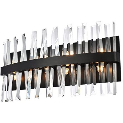 Black Crystal 24-Inch Dimmable 8-Light Bath Sconce