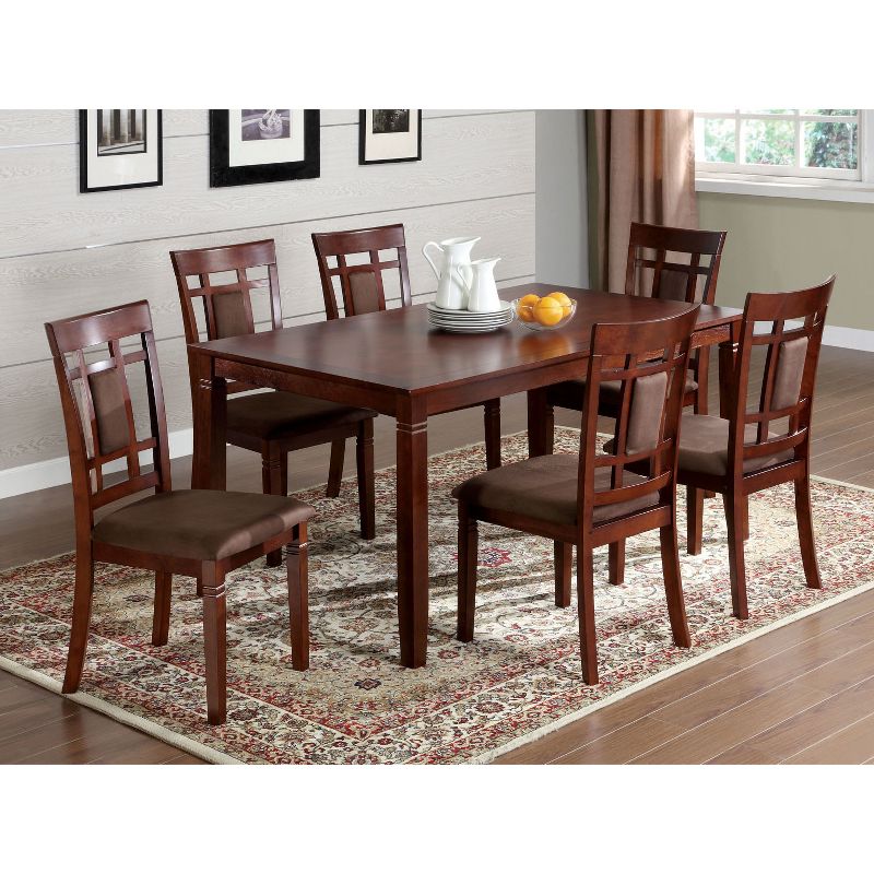7pc Adressa Dining Set with Gridded and Padded Chair Back/Dark Cherry - miBasics, 4 of 5